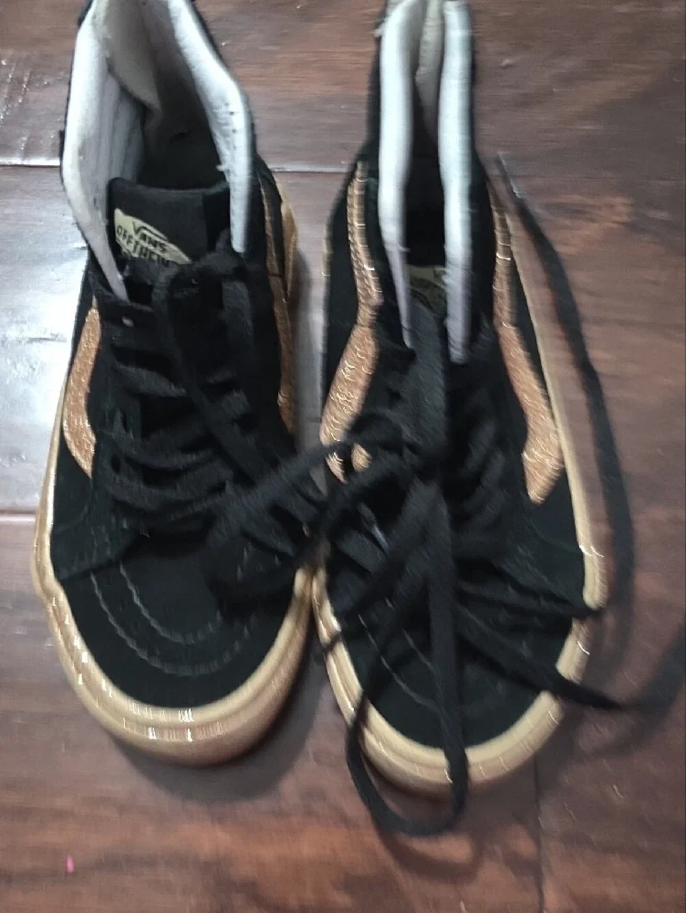 Vans Kids High-Top Sneakers in Black with Gold Accent